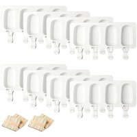 Woosien - 8 Silikon-Eisformen, 4 Mulden, Eis am Stiel, wiederverwendbare ovale Cake-Pop-Formen, für die DIY-Eisherstellung von WOOSIEN