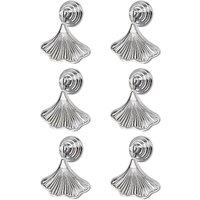 Woosien - Ginkgo-Set mit 6 silbernen Blattgriffen mit Tropfenanhänger, kleine Größe von WOOSIEN