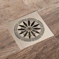 Messing-Duschablauf, quadratischer Bodenablauf, Badezimmer-Duschrost 10 x 10 cm, Badezimmerzubehör von WOOSIEN