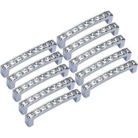 Woosien - Set mit 10 europäischen modernen quadratischen Schubladengriffen, verziert mit klaren Strasssteinen, 96 mm Lochabstand von WOOSIEN