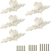 Stück blattförmiger Türgriff, Retro-Türknauf, zum Dekorieren von Schublade, Kommode, Schrank usw. (Creme + Gold, 10 cm) von WOOSIEN