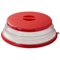 Woosien - Zusammenklappbare Spritzschutzabdeckung, Tablett-Lebensmittelabdeckung mit Deckel (rot) von WOOSIEN
