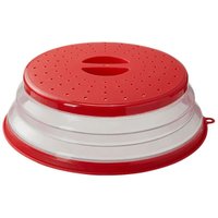 Woosien - Zusammenklappbare Spritzschutzabdeckung, Tablett-Lebensmittelabdeckung mit Deckel (rot) von WOOSIEN