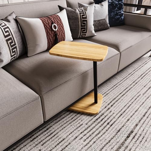 WOOVEN DESIGN C Couchtisch, rechteckiger Couchtisch mit Rollen und Eisenbeinen, tragbarer Sofa-Beistelltisch, stilvolle Möbel, geeignet für die Heimdekoration (WALNUSS) von WOOVEN DESIGN
