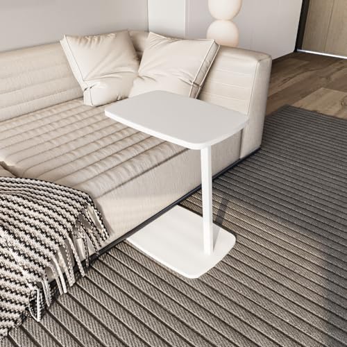 WOOVEN DESIGN C Couchtisch, rechteckiger Couchtisch mit Rollen und Eisenbeinen, tragbarer Sofa-Beistelltisch, stilvolle Möbel, geeignet für die Heimdekoration (WEISS) von WOOVEN DESIGN