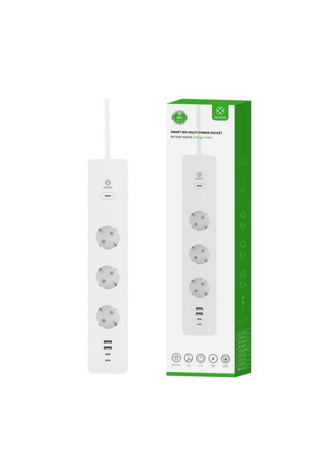 WOOX Funksteckdose WOOX R6132 Smart Multi Plug + Energy Monitor, 1-St., Wlan Steckdosenleiste mit USB von WOOX