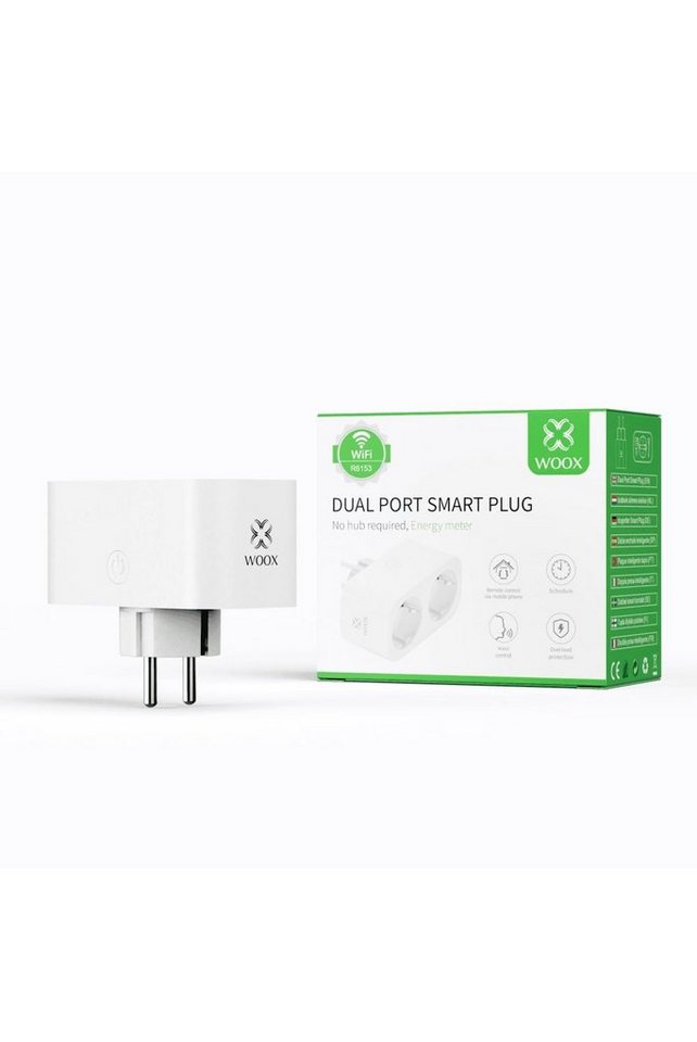 WOOX Funksteckdose WOOX R6153 Smart Dual Plug EU 16A + Energy Monitor, 1-St., R6153 Dualer Smart Plug von WOOX