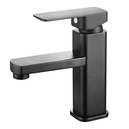 Mattschwarzer Badezimmer Wasserhahn, Einloch Waschtisch Badezimmer Wasserhahn aus Kunststoff, Moderner Badezimmer Wasserhahn aus Edelstahl mit Einem Griff, Wirksam gegen Flecken und Wasserzeichen von WOOXGEHM