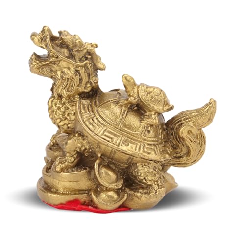 WOOXGEHM Feng Shui Drachenschildkröten Statue, Drachenkopf Schildkrötenkörper Messing Feng Shui Dekoration, Symbolisiert Mut, Entschlossenheit, Fruchtbarkeit, Langlebigkeit, Stärke von WOOXGEHM