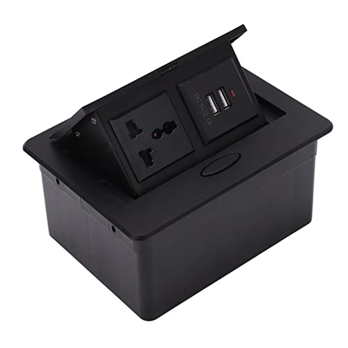 WOOXGEHM Pop Up Steckdose, Versenkte, Versteckte Desktop Steckdosen Verbindungsbox, Konferenztisch Power Hub, Steckdosenleiste, Pop Up Steckdose mit 2 USB Anschlüssen für Büros/Schulen von WOOXGEHM