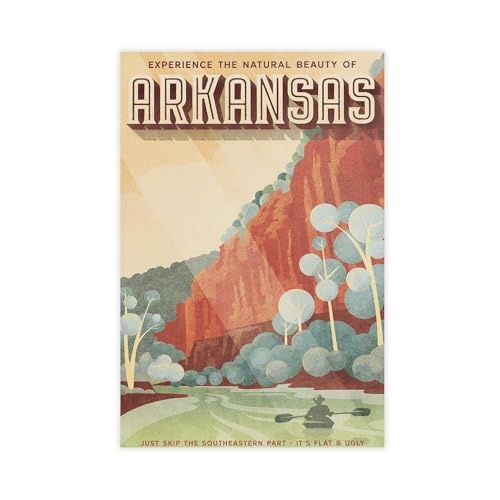 WOPIYNAG Arkansas Reiseposter auf Leinwand, Schlafzimmer, Dekoration, Landschaftsdekoration, Geschenk, 50 x 75 cm von WOPIYNAG