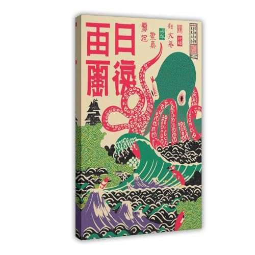 WOPIYNAG Japanischer Oktopus-Poster, Druck, Leinwand, Poster, Schlafzimmer, Dekoration, Landschaftsdekoration, Geschenk, 30 x 45 cm von WOPIYNAG