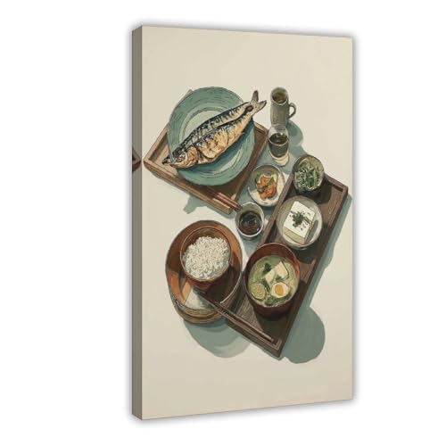 WOPIYNAG Japanisches Frühstücks-Poster, Leinwand-Poster, Schlafzimmer, Dekoration, Landschaftsdekoration, Geschenk, 50 x 75 cm von WOPIYNAG
