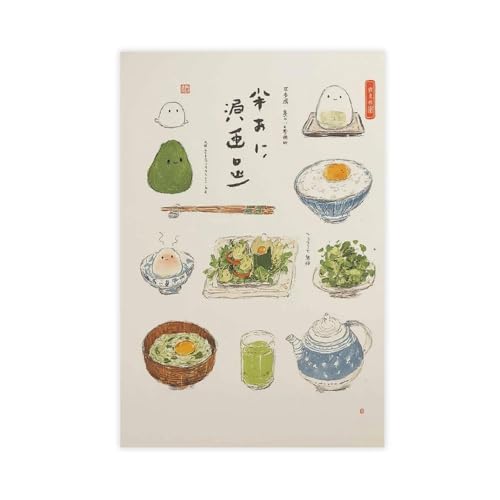WOPIYNAG Japanisches Kawaii-Frühstücksposter, Leinwandposter, Schlafzimmer-Dekor, Landschaftsdekoration, Geschenk, 20 x 30 cm von WOPIYNAG