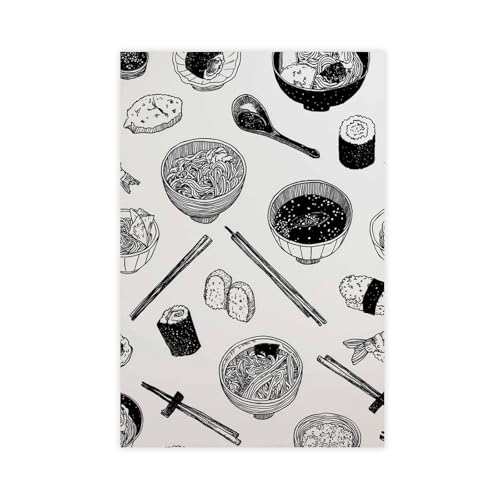 WOPIYNAG Japanisches Ramen-Sushi-Leinwand-Poster, Wandkunstdruck, Bild, Gemälde, 50 x 75 cm von WOPIYNAG