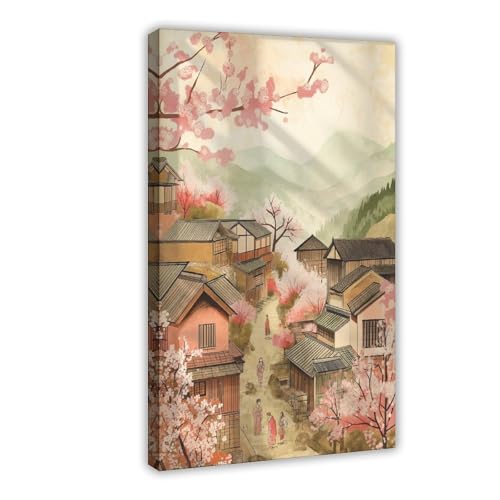 WOPIYNAG Japanisches Vintage-Poster auf Leinwand, Schlafzimmer, Landschaftsdekoration, Geschenk, 60 x 90 cm, 2 Stück von WOPIYNAG
