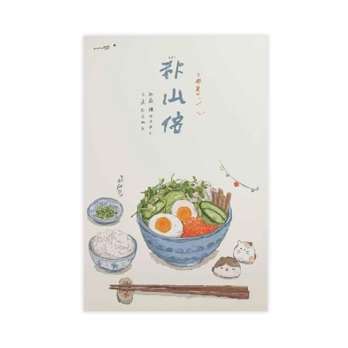 WOPIYNAG Kawaii Poster mit japanischem Essen, Leinwandposter, Wandkunstdruck, Bild, Gemälde, 40 x 60 cm von WOPIYNAG