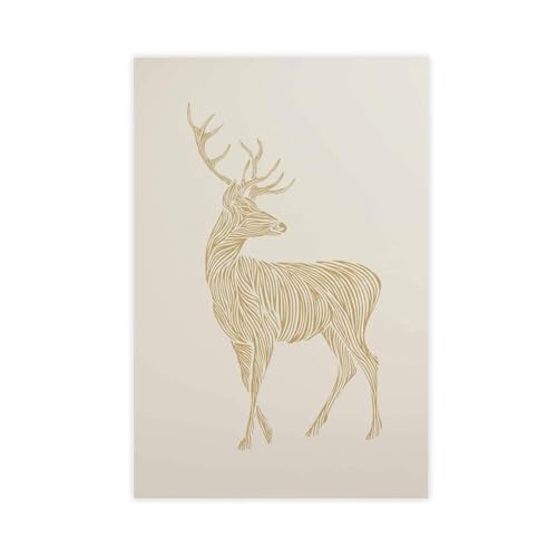 WOPIYNAG Kunstdruck auf Leinwand, Motiv: Minimale Hirschlinie, 60 x 90 cm von WOPIYNAG