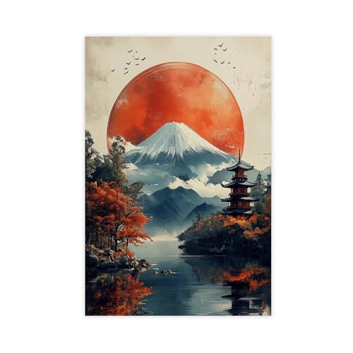 WOPIYNAG Kunstdruck auf Leinwand, Motiv: Mount Fuji, Wandkunstdruck, Bild, Gemälde, 50 x 75 cm WOPIYNAG Kunstdruck auf Leinwand, Motiv: Mount Fuji, Wandkunstdruck, Bild, Gemälde, 50 x 75 cm von WOPIYNAG