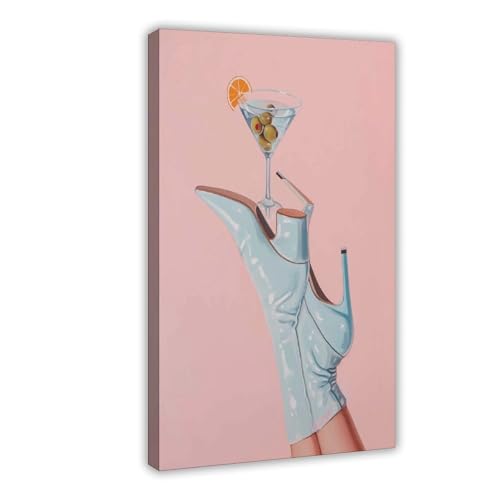 WOPIYNAG Leinwand-Poster, Motiv: High Heels, Martini, Kunstdruck, Bild, Gemälde, 60 x 90 cm von WOPIYNAG