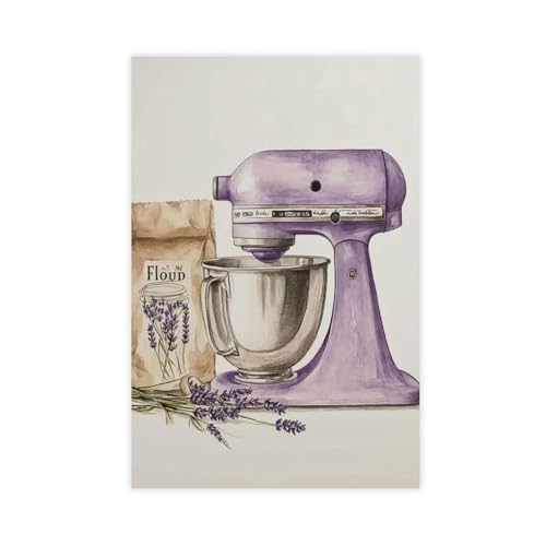 WOPIYNAG Leinwand-Poster, Motiv: Lavendel, Küchenmischer, Wandkunstdruck, Bild, Gemälde, 30 x 45 cm von WOPIYNAG