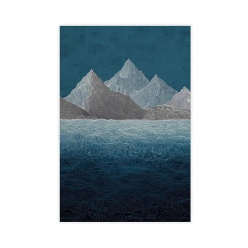 WOPIYNAG Leinwandposter mit Berg- und Meereslinien, Schlafzimmer, Dekoration, Landschaftsdekoration, Geschenk, 20 x 30 cm von WOPIYNAG
