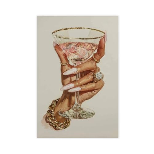 WOPIYNAG Luxuriöses Cocktail-Poster auf Leinwand, Schlafzimmer, Landschaftsdekoration, Geschenk, 40 x 60 cm von WOPIYNAG