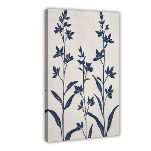 WOPIYNAG Marineblaues botanisches Poster, Leinwand-Poster, Schlafzimmer-Dekor, Landschaftsdekoration, Geschenk, 40 x 60 cm von WOPIYNAG