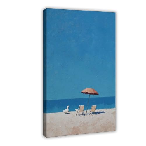 WOPIYNAG Minimalistisches Leinwandposter am Meer, Schlafzimmer, Dekoration, Landschaftsdekoration, Geschenk, 50 x 75 cm von WOPIYNAG