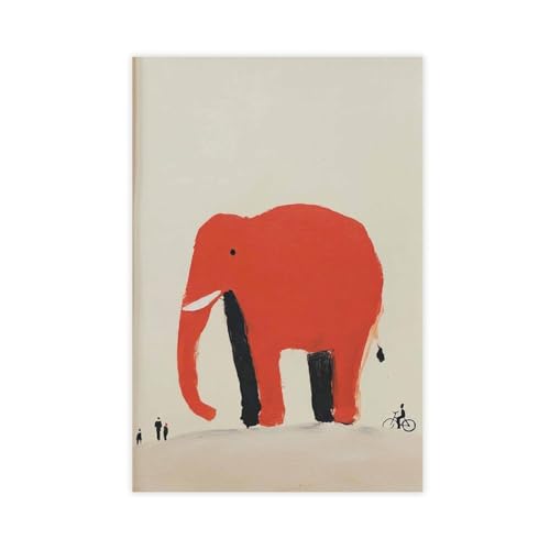 WOPIYNAG Minimalistisches Poster mit rotem Elefant, Leinwand, Schlafzimmer, Dekoration, Landschaftsdekoration, Geschenk, 20 x 30 cm von WOPIYNAG