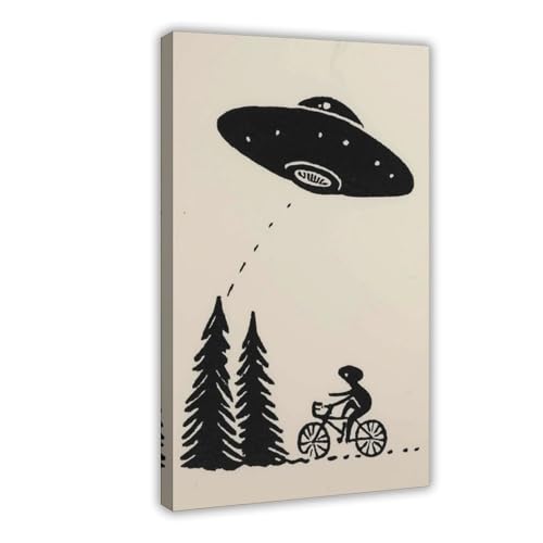 WOPIYNAG Minimalistisches schwarz-weißes Sci-Fi-Leinwand-Poster, Schlafzimmerdekoration, Landschaftsdekoration, Geschenk, 50 x 75 cm von WOPIYNAG