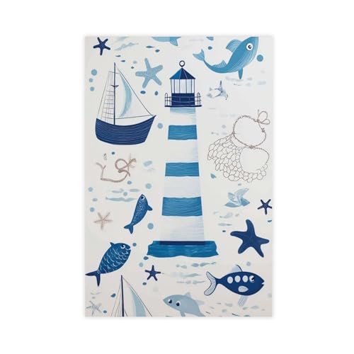 WOPIYNAG Nautisches Poster – Leuchtturm, Leinwand-Poster, Schlafzimmer, Dekoration, Landschaftsdekoration, Geschenk, 40 x 60 cm von WOPIYNAG