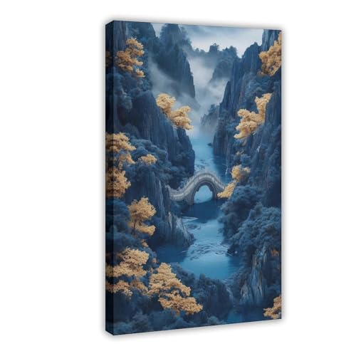 WOPIYNAG Poster auf Leinwand, Motiv: Berg, Fluss, Landschaft, Wandkunstdruck, Bild, Gemälde, 30 x 45 cm von WOPIYNAG