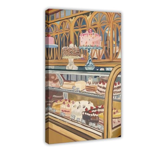 WOPIYNAG Vintage Patisserie Leinwandposter Schlafzimmer Dekor Landschaft Dekor Geschenk 50 x 75 cm von WOPIYNAG