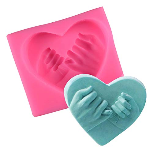 WOPODI Silikonform für Seife, Herz, Hand in Hand, Valentinstagsgeschenk, Liebesgeschenk, Vereinbarung, Versprechen, ewiger Liebhaber, handgefertigte Seife, Kuchen-Dekoration von WOPODI