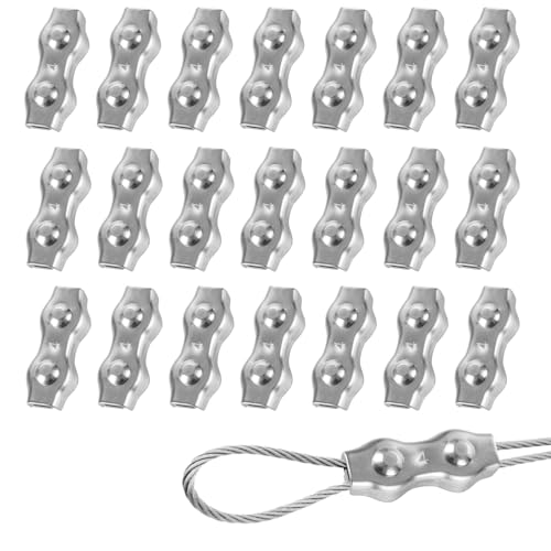WOPPLXY 20 Stück m4 Drahtseilklemme, Seilklemmen 4mm, Edelstahl 304 Duplex Klemme 4mm für Markise, Wäscheleine, Windenseile von WOPPLXY