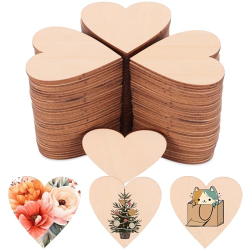 WOPPLXY 200 Stück 4cm Holz Herzen Deko, Holzherzen zum Basteln, Unbehandelt Holzherzen Hochzeit für Gästebuch Beschriften, DIY-Kunst, Tischdeko, Geschenkanhänger, Hochzeit, Party, Feiertage Dekoration von WOPPLXY