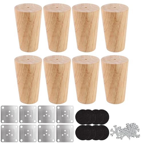 WOPPLXY 8 Stück Möbelfüße 8cm, Möbelfüße Eiche mit 8 Montageplatte, 64 Schrauben und 8 Gurtpolster, Konisch Tischbeine Holz für Sofa, Couch Stühle, Tische, Bett WOPPLXY 8 Stück Möbelfüße 8cm, Möbelfüße Eiche mit 8 Montageplatte, 64 Schrauben und 8 Gurtpolster, Konisch Tischbeine Holz für Sofa, Couch Stühle, Tische, Bett von WOPPLXY