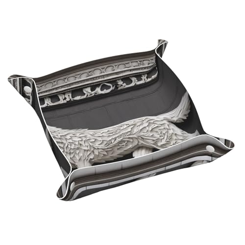 Building03 Tablett aus Leder mit Wolfsmotiven, elegant, luxuriös, Nachttisch, dekoratives Tablett, Caddy Box von WOPQS