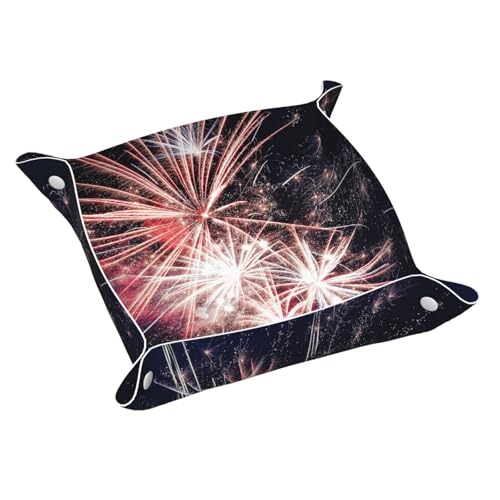 Explosion Feuerwerk Leder Ablagetablett Elegant Luxus Schminktisch Nachttisch Dekorative Tablett Caddy Box von WOPQS