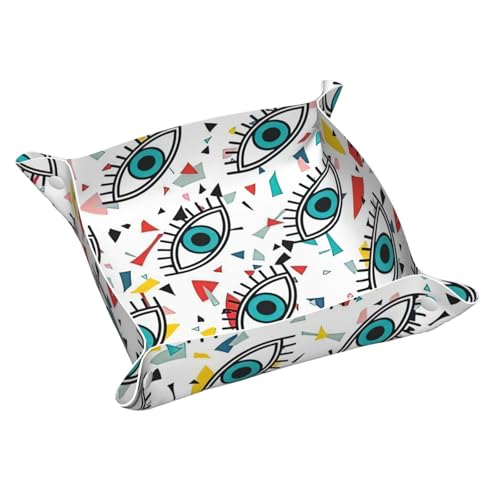 Eyes Leder-Aufbewahrungstablett, elegant, luxuriös, Nachttisch, dekoratives Tablett von WOPQS