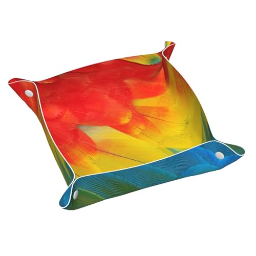 Fantastisches Tablett aus Leder mit Papageienfedern, eleganter Luxus-Nachttisch, dekoratives Tablett, Caddy Box von WOPQS