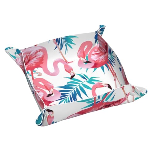 Flamingo Vogel-Grüne Pflanze Blatt Leder Ablagetablett Elegant Luxus Schminktisch Nachttisch Dekorative Tablett Caddy Box Flamingo Vogel-Grüne Pflanze Blatt Leder Ablagetablett Elegant Luxus Schminktisch Nachttisch Dekorative Tablett Caddy Box von WOPQS