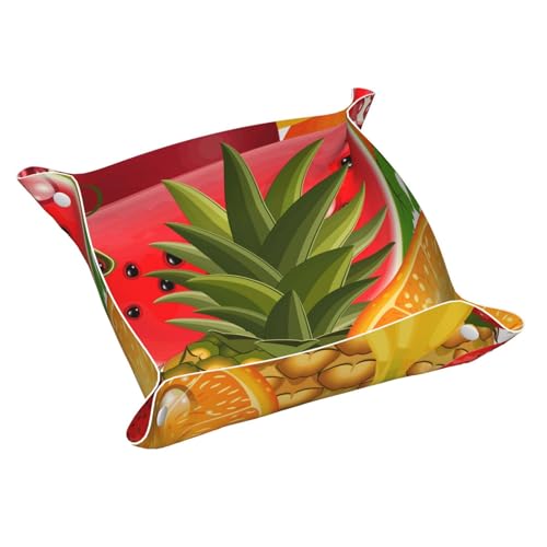 Fresh Fruits Ananas-Leder-Aufbewahrungstablett, elegant, luxuriös, Nachttisch, dekoratives Tablett, Caddy Box von WOPQS