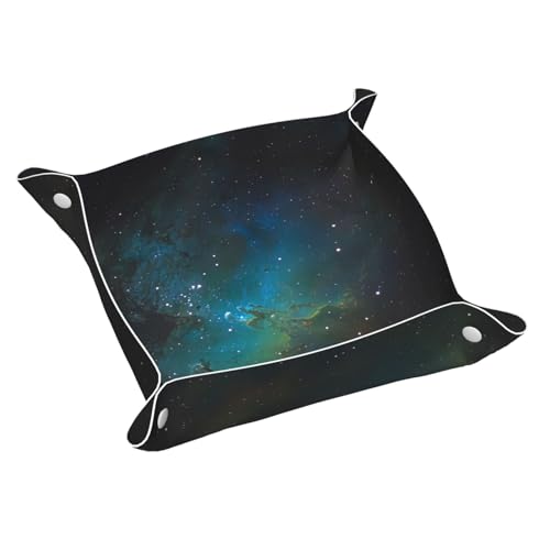 Galaxy Green Leather Storage Tray Elegant Luxury Vanity Nightstand Decorative Tray Caddy Box von WOPQS