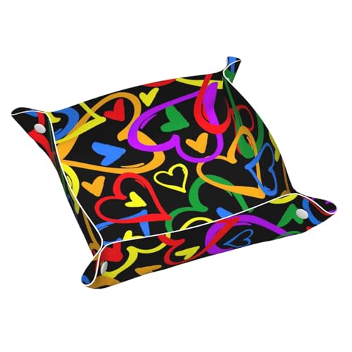 Gay Pride Rainbow Leder Ablagetablett Elegant Luxus Schminktisch Nachttisch Dekoratives Tablett Caddy Box von WOPQS