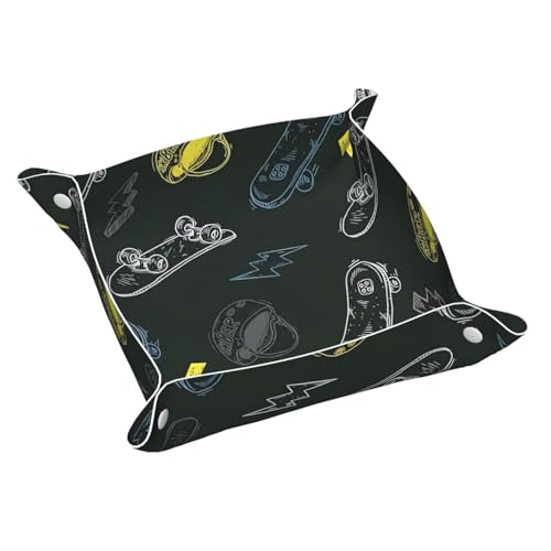 Graffiti Skateboard Leder Ablagetablett Elegant Luxus Schminktisch Nachttisch Dekorative Tablett Caddy Box von WOPQS