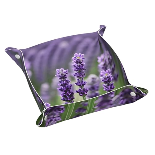 Lila Lavendel Blumen Leder Ablagetablett Elegant Luxus Schminktisch Nachttisch Dekorative Tablett Caddy Box Lila Lavendel Blumen Leder Ablagetablett Elegant Luxus Schminktisch Nachttisch Dekorative Tablett Caddy Box von WOPQS