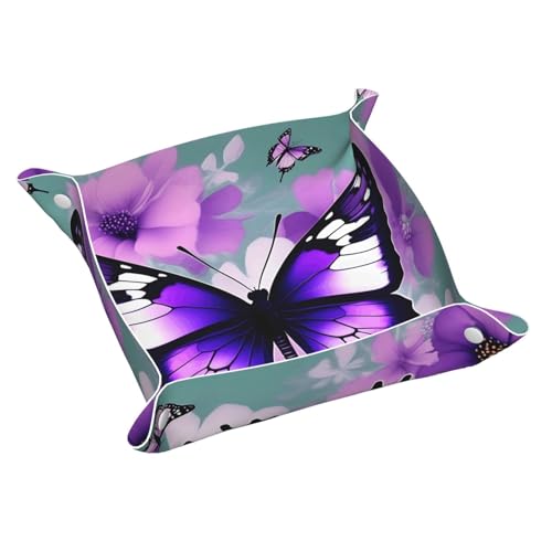 Lila Schmetterling Leder Ablagetablett Elegant Luxus Schminktisch Nachttisch Dekorative Tablett Caddy Box Lila Schmetterling Leder Ablagetablett Elegant Luxus Schminktisch Nachttisch Dekorative Tablett Caddy Box von WOPQS