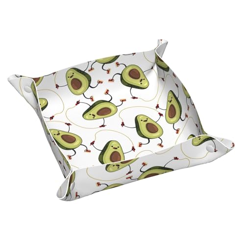 Lustiges Cartoon-Avocado-Leder-Aufbewahrungstablett, elegant, luxuriös, Nachttisch, dekoratives Tablett, Caddy Box von WOPQS